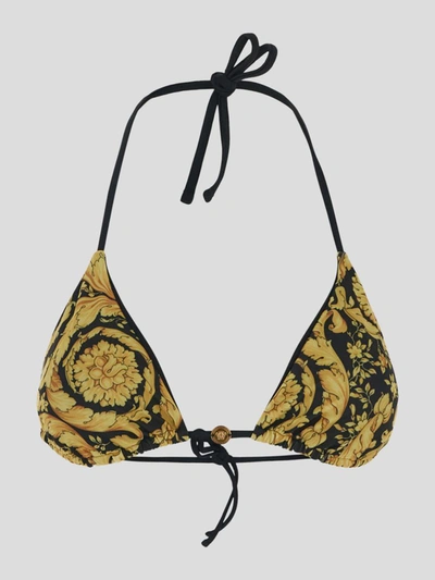Versace Underwear Bikini Top In Gold+print