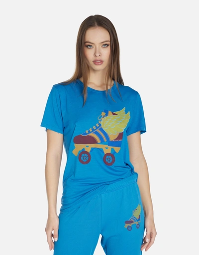 Lauren Moshi Wolf Retro Skate Tee In Mediterranean