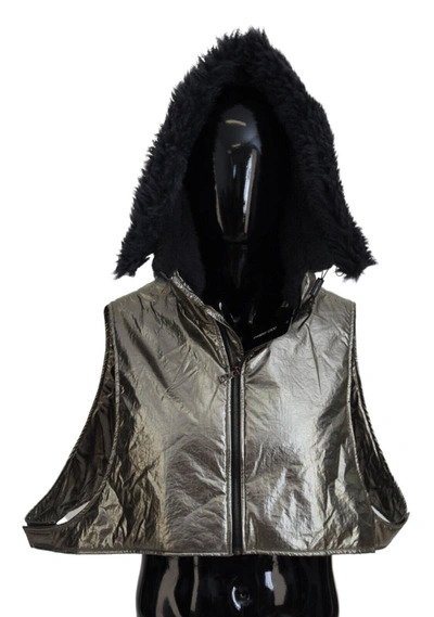 Dolce & Gabbana Silver Fur Whole Head Wrap  Capello Nylon Hat