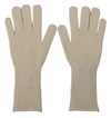 DOLCE & GABBANA DOLCE & GABBANA WHITE CASHMERE KNITTED HANDS MITTEN MENS MEN'S GLOVES