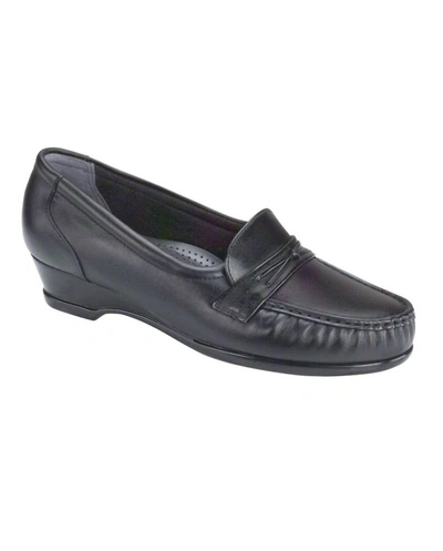 Sas Women's Easier Slip On Loafer - Double Wide In Black