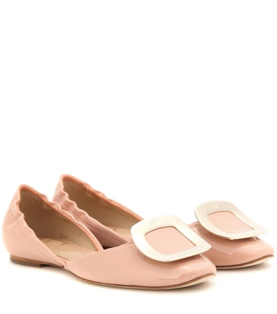 Roger Vivier Ballerine Chips Patent D'orsay Flat, Nude In Pink