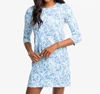 SOUTHERN TIDE Leira Watercolor Whirl Printed Performance Dress In Atlantic Blue