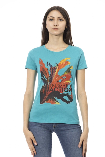 Trussardi Action Cotton Tops & Women's T-shirt In Light-blue