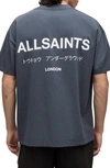 Allsaints Underground Organic Cotton Logo Graphic Tee In Graphite Blue