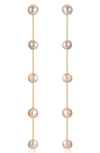 Ettika 18k Gold Plated Brass Dripping In Freshwater Pearl Earrings In Champagne