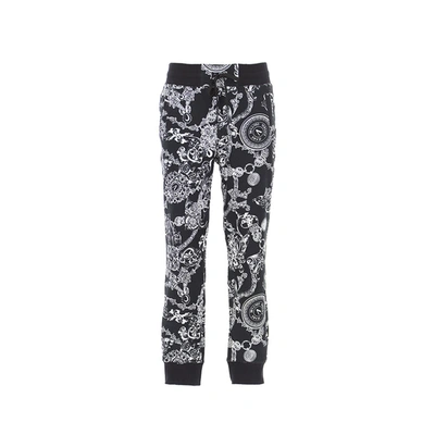 Versace Jeans Couture Cotton Printed Trousers In Black