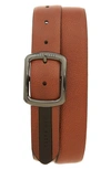 Ted Baker Jaims Contrast Detail Leather Belt In Tan
