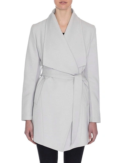 T Tahari Abbey Belted Draped Collar Trench Wrap Coat In Silver Gray In Grey