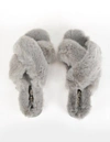 Dolce Vita Pillar Womens Faux Fur Slip On Slide Sandals In Grey