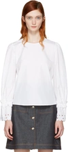 SEE BY CHLOÉ SEE BY CHLOE WHITE EYELET SLEEVE BLOUSE