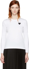 COMME DES GARÇONS PLAY White Long Sleeve Heart Patch T-Shirt,P1T119