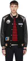 Coach Leather & Wool Bomber Jacket W/ Patches