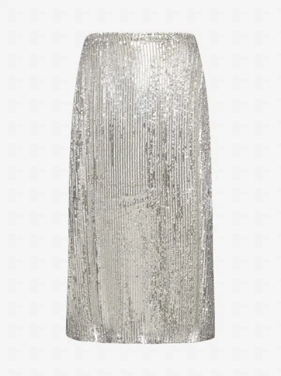 Baum Und Pferdgarten Jolette Sequined Midi Skirt In Silver
