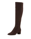 GIANVITO ROSSI LOW-HEEL SUEDE KNEE BOOTS,PROD111600200