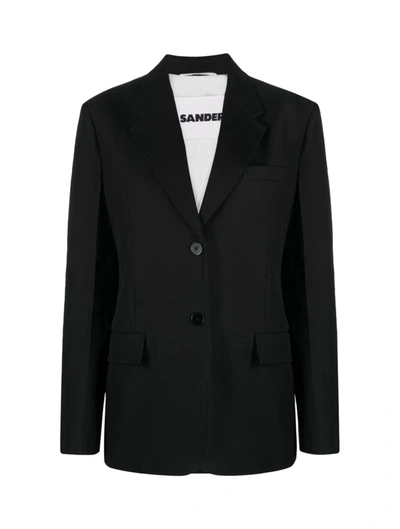 Jil Sander Single-breasted Cotton Blazer In Black