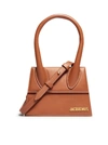 Jacquemus Le Chiquito Moyen Buckle Leather Top Handle Bag In Brown