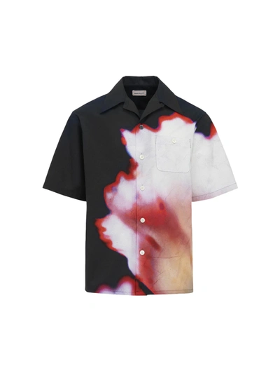 Alexander Mcqueen Solarized Floral Print Cotton Shirt In Multicolor