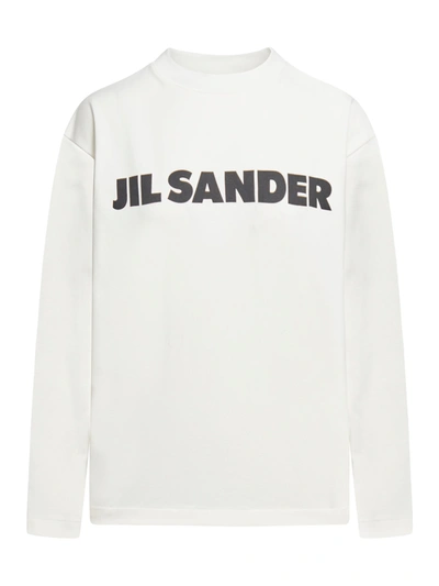 Jil Sander Logo-print Cotton Sweatshirt In White