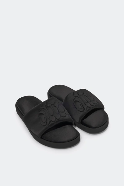 Altu Quilted Open-toe Slides In Black