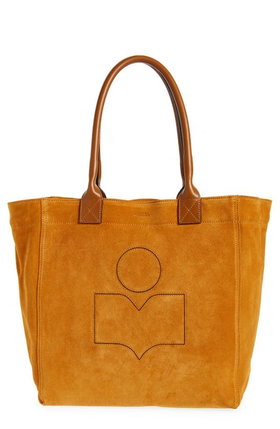 Isabel Marant Small Yenky Logo Suede Tote In Sienna