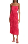 Ulla Johnson Orla Tie-shoulder Plissé Midi Dress In Orchid