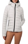 Bernardo Hooded Quilted Water Repellent Jacket In Opal Grey