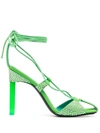Attico Adele 105mm Rhinestone-embellished Sandals In Green