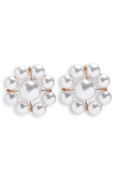 Carolina Herrera Imitation Pearl Flower Earrings