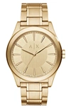 Armani Exchange Bracelet Watch, 44mm In Gold/ Gold