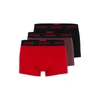 Hugo Three-pack Of Logo-waistband Trunks In Stretch Cotton In Patterned