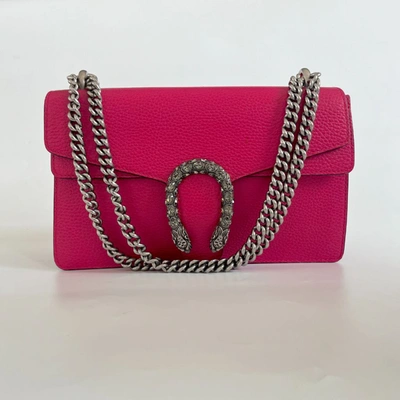 Pre-owned Gucci Fuchsia Leather Small Dionysus Crystals Shoulder Bag