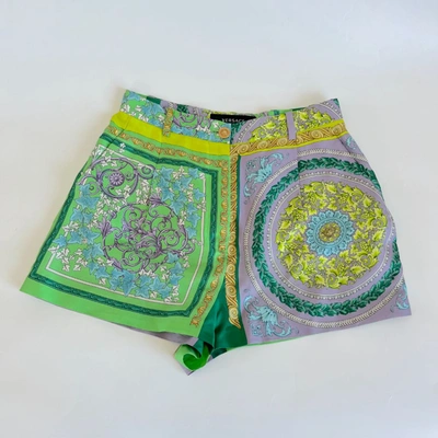 Pre-owned Versace Barocco Printed Silk Shorts