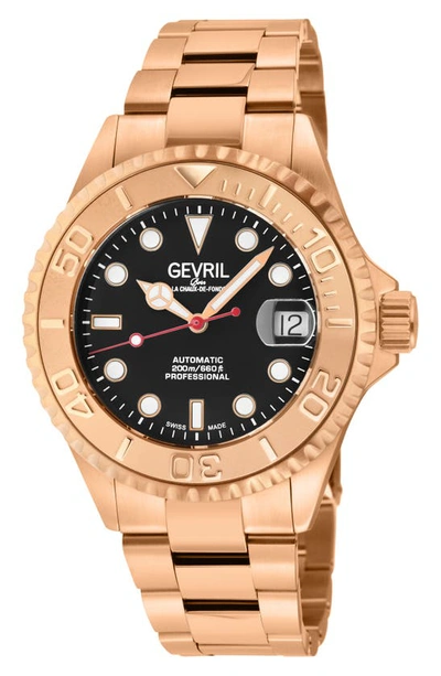Gevril Wall Street Automatic Black Dial Mens Watch 4757b In Black / Gold Tone / Rose / Rose Gold Tone