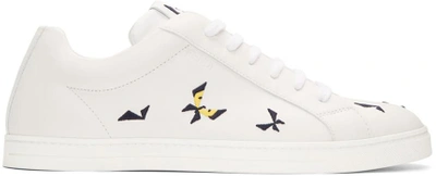 Fendi Butterfleyes Leather Low-top Sneakers In Bianco White