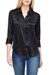 L'agence Aoki Three-quarter Sleeve Silk Blouse In Black