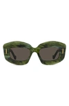 Loewe Silver Screen 49mm Rectangular Sunglasses In Shiny Green Marble