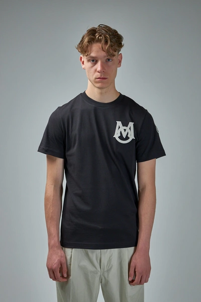Moncler Black Felted T-shirt In 999 Black