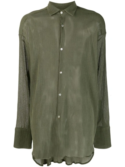 Ludovic De Saint Sernin Semi-sheer Crepon Shirt In Green