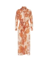 Etro Long Shirt Dress With Orange Berries Print In Orange