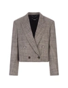 Stella Mccartney Oat Double-breasted Short Wide Blazer In Brown