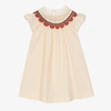 GUCCI BABY GIRLS IVORY COTTON COLLARED DRESS