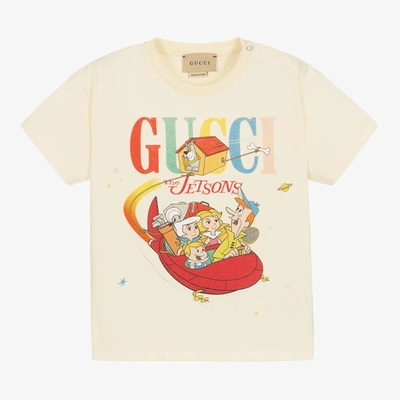 Gucci X The Jetsons Baby Printed Cotton T-shirt In Beige