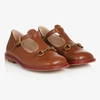 GUCCI BROWN LEATHER T-BAR BABY SHOES