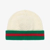 GUCCI IVORY COTTON WEB BABY HAT