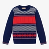 GUCCI BOYS BLUE & RED WOOL SWEATER