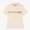GUCCI GIRLS IVORY COTTON FLORAL POLO SHIRT