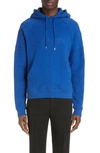 Saint Laurent Large Embroidered Cotton Hoodie In Blue