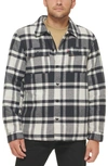 Levi's Quilt Lined Cotton Shacket In Cream / Navy Woodsman Plaid
