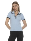 Alexia Admor Alice Short Sleeve Polo In Blue